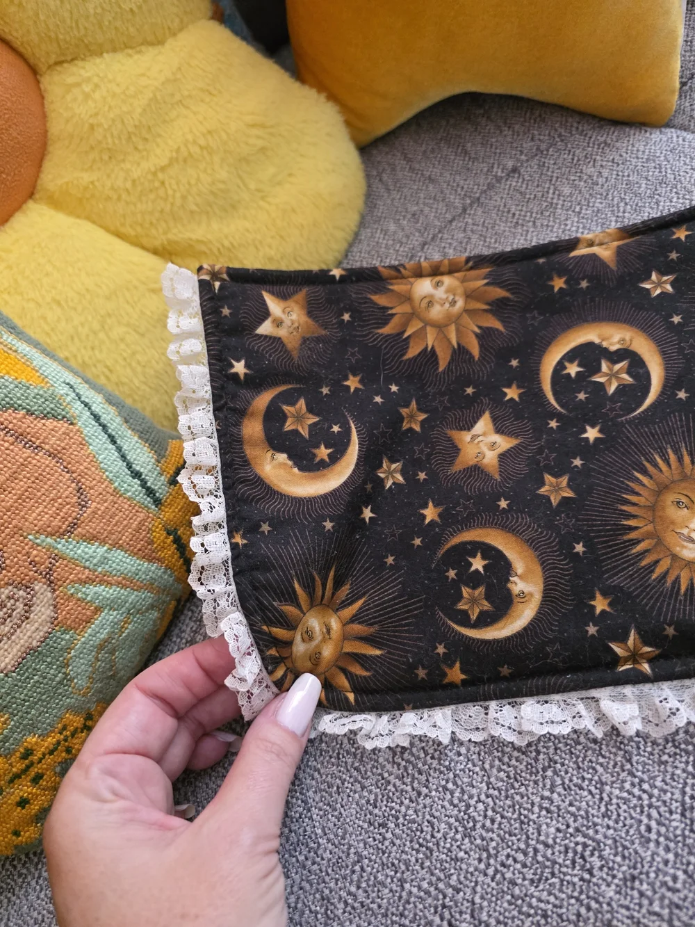 Vintage Whimsigoth Small Tablecloth 90s Celestial Altar Boho Home Decor